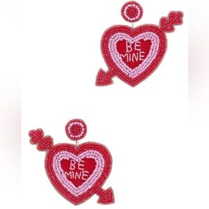 966. Headed post “Be Mine” earrings red pink